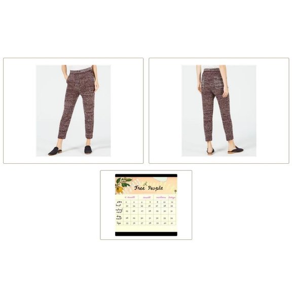 Free People Crop Plaid Trousers Pants Size 2 Black Brown Plaid - Picture 2 of 2